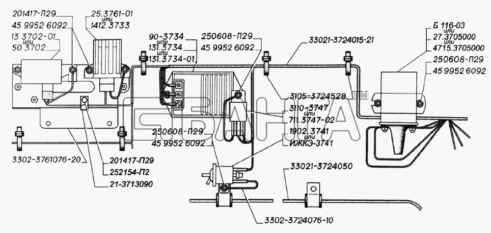 ГАЗ ГАЗ-2705 (дв. ЗМЗ-406) Схема Приборы электрооборудования